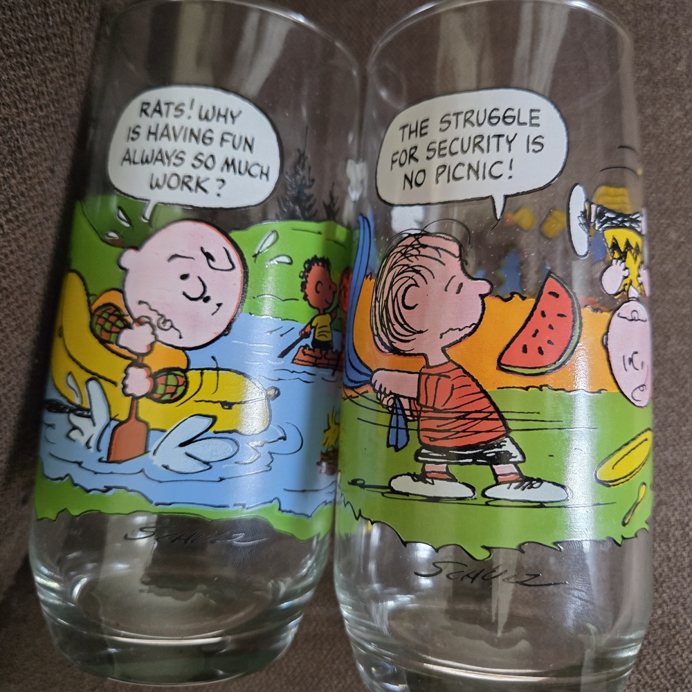 McDonald's Peanuts Character Glasses - Colorful Cartoon Design